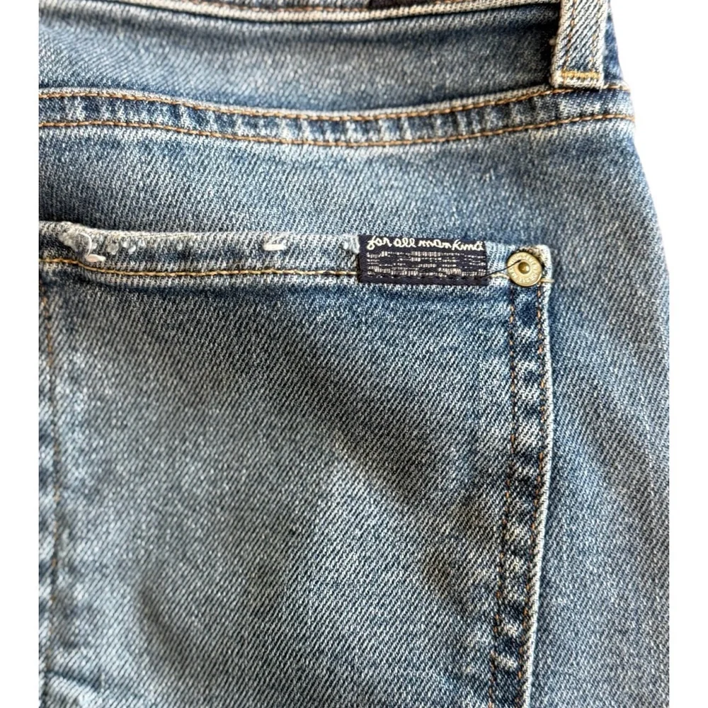 7 For All Mankind Skinny Jeans Size 31 Blue Denim Glitter Side Stripe Stretch - Picture 3 of 3